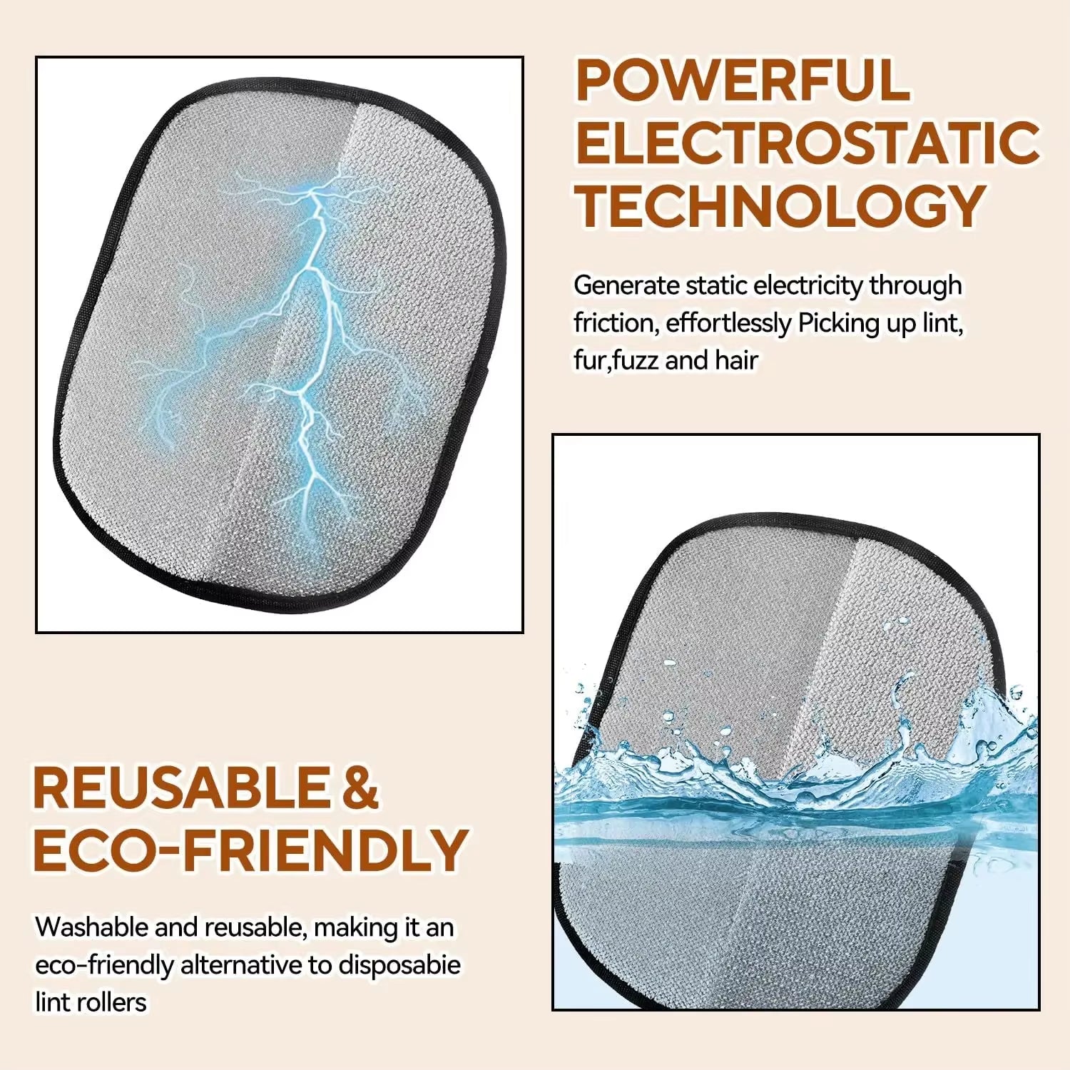 Double-Sided Reusable Pet Hair Removal Gloves Static-Free Grooming Tools for Pets Efficient Carpet Fur Removal