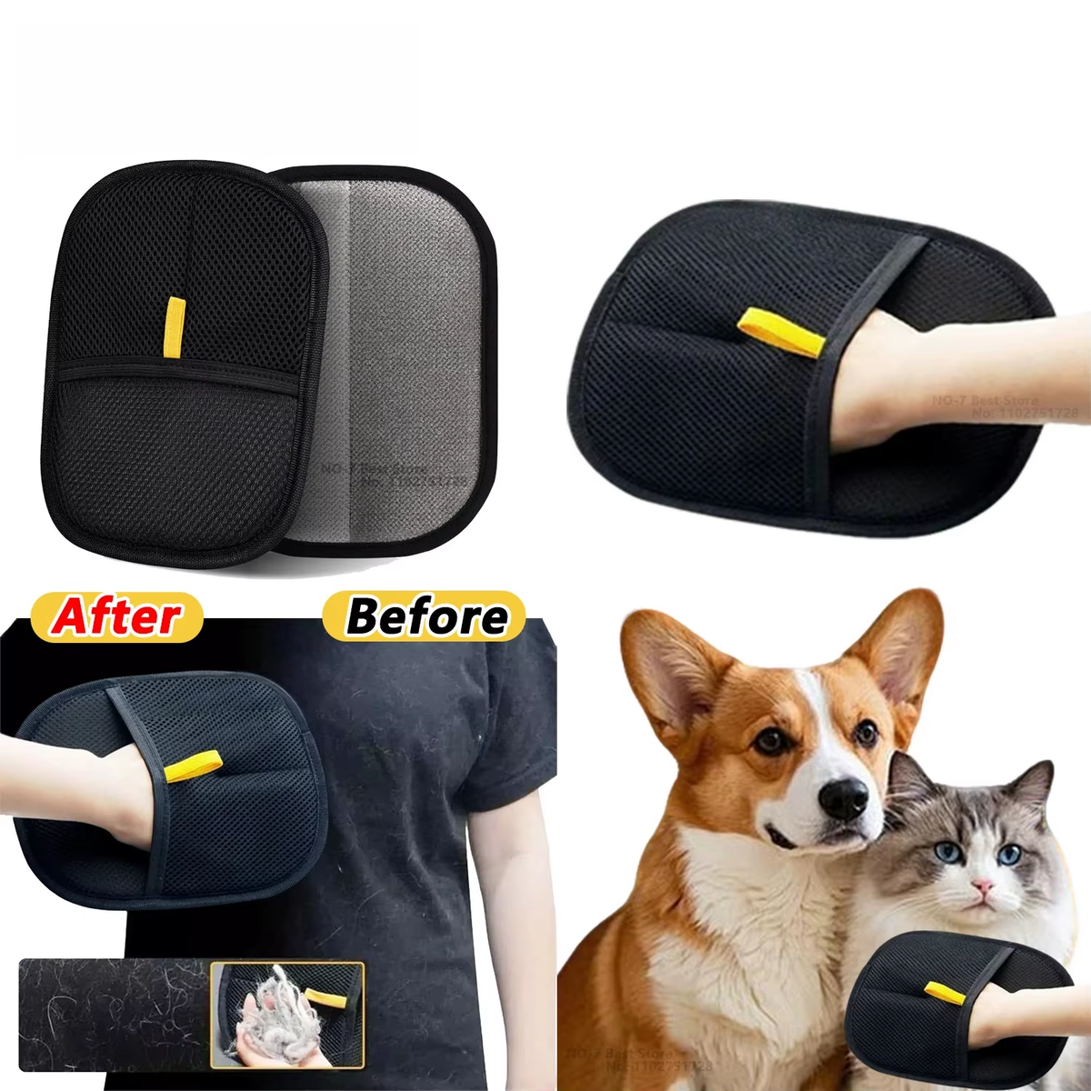 Double-Sided Reusable Pet Hair Removal Gloves Static-Free Grooming Tools for Pets Efficient Carpet Fur Removal
